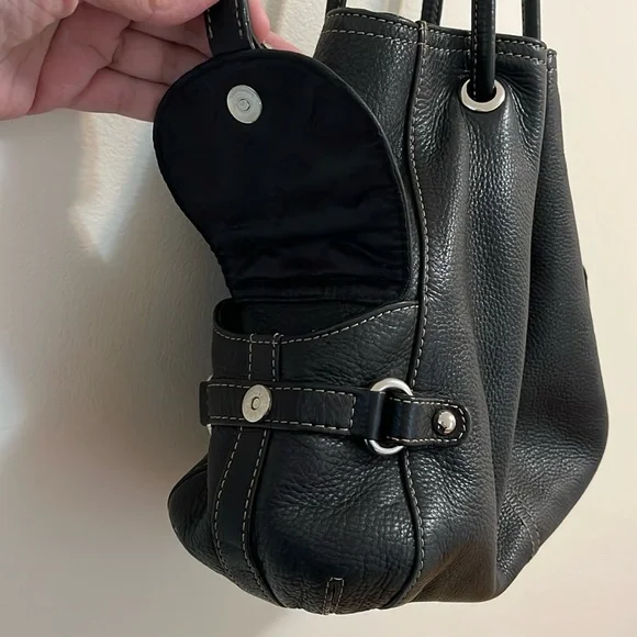 Luce genuine leather purse shoulder hand bag medium black bucket cinch style - Picture 4 of 16